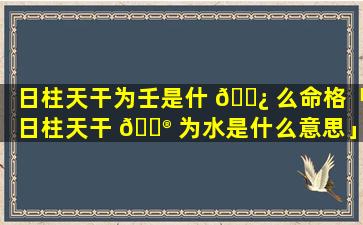 日柱天干为壬是什 🌿 么命格「日柱天干 💮 为水是什么意思」